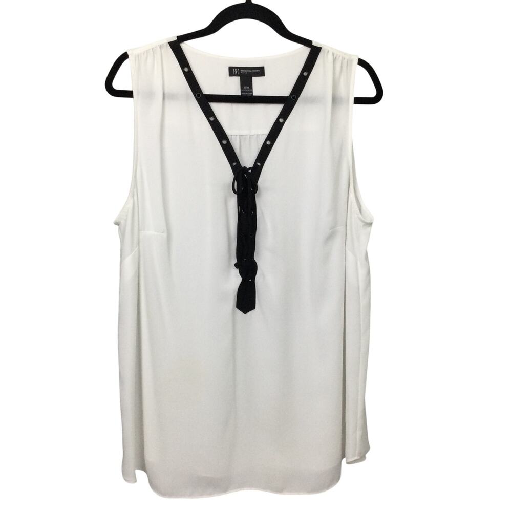INC Indie Sleaze Festival Feminine Edgy Sheer Lace Up V-neck Sleeveless Top 16W